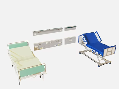 Modern Medical Bed Hospital Room Single Bed Oxygen Infusion Equipment 3d model