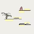 Iron Storage Rack Background Wall Display Rack Italian Bookshelf One-word Partition 3d model