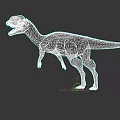 Realistic 3D Theropod Dinosaur Model with Red Head Crest and Tan Body in Standing Posture