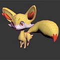 Yellow Fox Game Movie Character With Big Ears Red Eyes And Orange Tail Tip