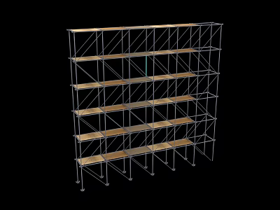 Industrial Factory Scaffolding with Metal Structure and Multiple Wooden Planks 3d model
