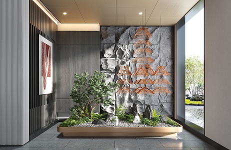 Modern landscape sketch interior landscape sketch 3d model