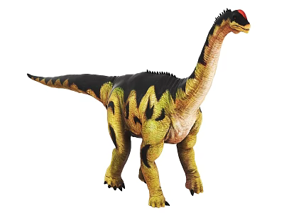 Lifelike Dinosaur Model With Long Neck And Yellow Black Patterns 3d model