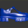 Blue Casual Platform Shoes With Buckle Strap And Woven Cut Out Details