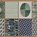 Square Rugs Collection Featuring Various Green Blue Abstract Geometric And Striped Patterns 3d model