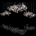 Modern Floral Chandeliers With Metallic Branch Design Hanging Illuminated And Reflections 3d model
