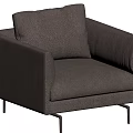 Modern Gray Leather Accent Chair With Metal Legs And Comfortable Armrests