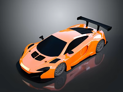 Orange Sports Car With Black Rear Spoiler Black Roof And Aerodynamic Design 3d model