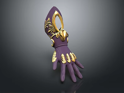 Purple Artistic Glove With Intricate Golden Patterns And Elegant Decorative Details 3d model