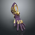 Purple Artistic Glove With Intricate Golden Patterns And Elegant Decorative Details