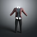 Stylish Brown Jacket With White Shirt Dark Vest And Black Pants Outfit