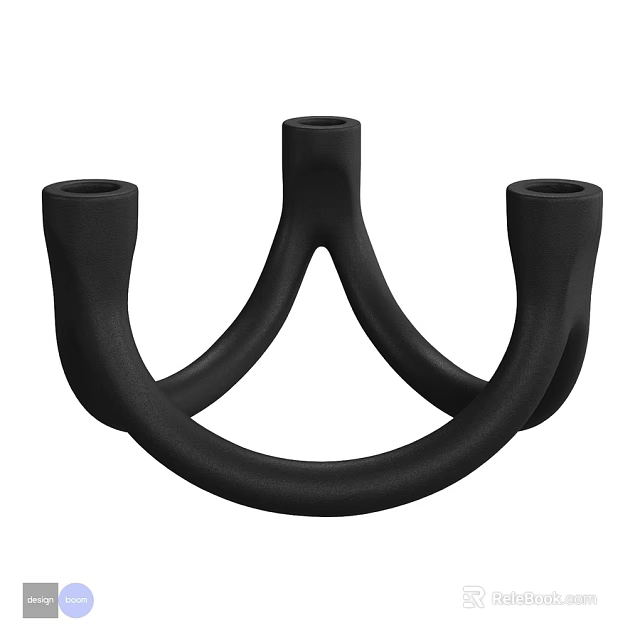 Modern Black Curved Wall Decor Candle Holder With Three Candle Holes 3d model 