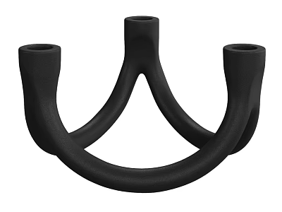 Modern Black Curved Wall Decor Candle Holder With Three Candle Holes 3d model