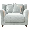 Light Gray Upholstered Sofa Stool With Modern Design And Comfortable Decorative Pillows 3d model