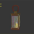 Rustic Lantern Design With Glass Panels Handle And Lit Candle