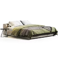 Cozy Bedroom Bed Design With Green Comforter White Pillows And Plaid Blanket