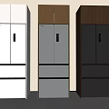 Modern Refrigerators in White Light and Dark Wood Tones with Drawer Compartments for Home Kitchen