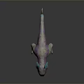 Colorful Fantasy Mythical Creature 3D Model With Blue Horns Red Eyes Sharp Teeth And Claws