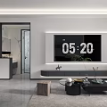 Modern Living and Dining Room Interior With Grey Sofa Glass Coffee Table And Dining Chairs