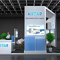 KSTAR Exhibition Booth With Green Solution Display Screen Reception Desk And Green Plants