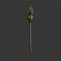 Fantasy Staves Collection With Green Glowing Elements And Decorative Designs