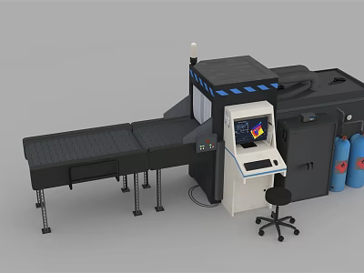 Public Facility Security Scanner System With Conveyor Belt And Control Monitor 3d model
