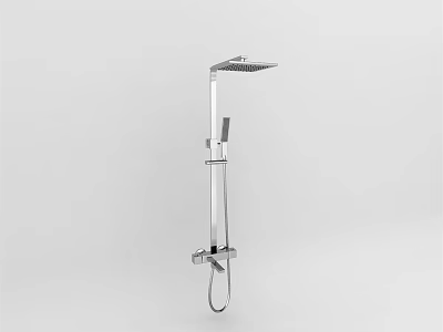 Modern Adjustable Chrome Shower Fixture With Overhead Head And Handheld Sprayer 3d model