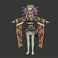 Anime Character in Traditional Kimono with Fox Spirit Creature Companion
