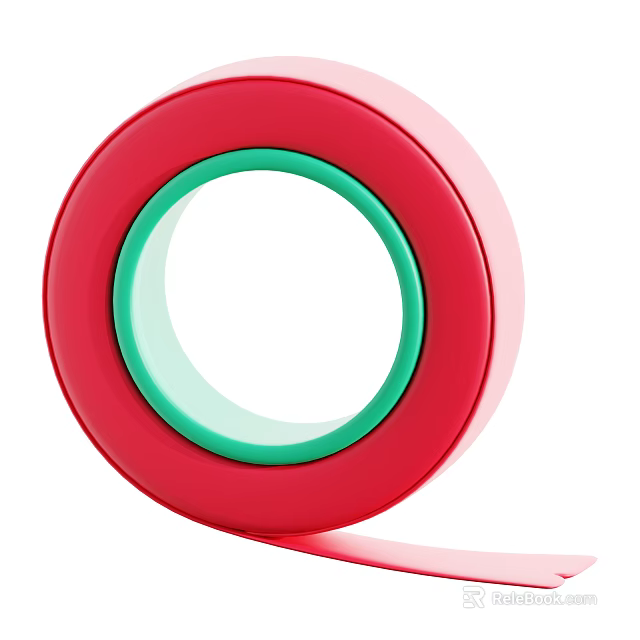 Red And Green Household Transparent Tape Roll With Inner Ring Design 3d model 