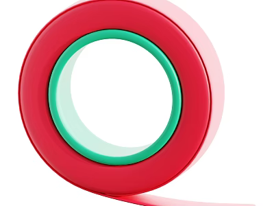 Red And Green Household Transparent Tape Roll With Inner Ring Design 3d model