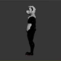 Feline Themed 3D Game Movie Character With White Head Gray Body And Colorful Eyes