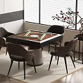 Chess and Cards Table and Chair Mahjong Table 3d model