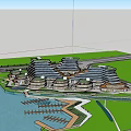 Layered Modern Waterfront Building Complex With Twilight Reflections And Architectural Design
