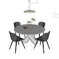 Italian modern dining table and chair combination round dining table dining chair four-person dining table and chair minimalist dining table dining room chandelier 3d model