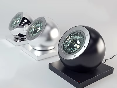 Modern Spherical Downlights and Spotlights in Silver Black with Square Base and LED Design 3d model