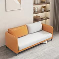Modern Living Room Orange White Sofa Set With Marble Top Coffee Table