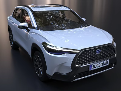 Sleek White SUV Exterior Design With Modern Front Grille And LED Headlights 3d model