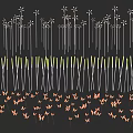 Decorative Outdoor Lights with Flower and Butterfly Shapes Arranged in Rows Emitting Yellow Light