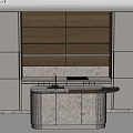 Modern Kitchen Interior With Wooden Cabinets And Marble Island Countertop Sink