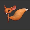 3D Rendered Cartoon Fox Character With Orange Fur Big Ears And Long Tail Standing