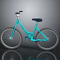 Light Blue Bicycle Featuring Black Seat Handlebars and Gray Wheels 3d model
