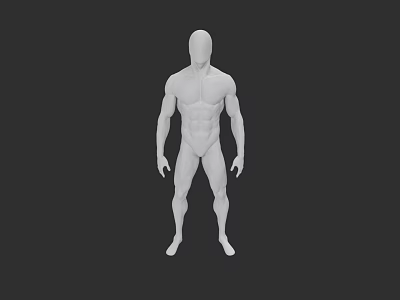 Muscular Male 3D Model With White Body And Black Background 3d model