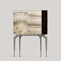 Elegant Modern Wine Cabinet With Marble Pattern Doors And Polished Metal Legs