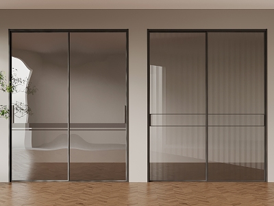 Modern sliding door Changhong glass 3d model