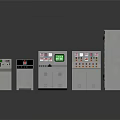 Industrial Electrical Control Panels And Cabinets With Digital Displays Control Buttons And Green Indicators
