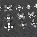 White Outdoor Table And Chair Sets Arranged In Neat Open Space