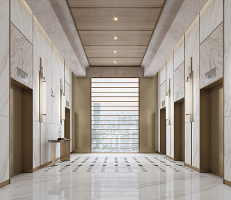 modern elevator hall 3d model