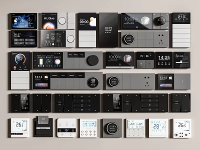 Modern Switch Panels With Various Designs Smart Controls And Multiple Styles 3d model