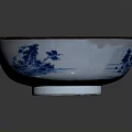 Elegant White Ceramic Bowl With Blue Floral Patterns And Gold Rim