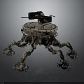 Industrial Mechanical Spider Robot With Armored Turret And Multi Legged Structure 3d model